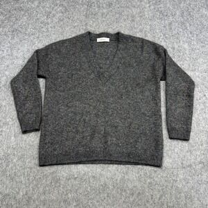 Jucca Sweater Womens Small Gray Mohair Blend V Neck Knit Pullover Made Italy